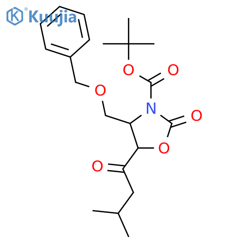3-Oxazolidinecarboxylic acid,5-(3-methyl-1-oxobutyl)-2-oxo-4-[(phenylmethoxy)methyl]-,1,1-dimethylethyl ester, (4S,5R)- structure