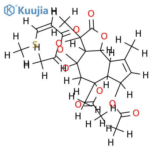 2,10,11-triacetoxy-8(Z)-(3-methylthioacryloyloxy)slov-3-enolide structure