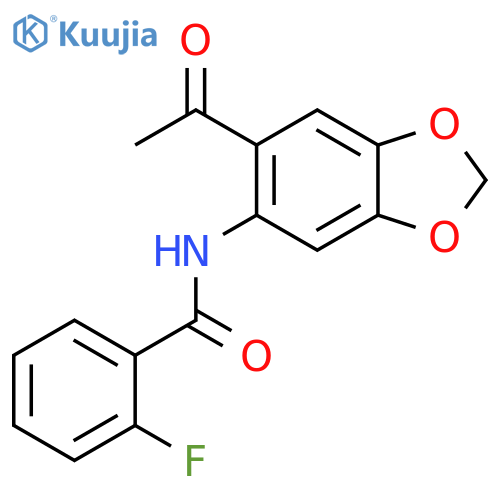 N-(6-acetyl-2H-1,3-benzodioxol-5-yl)-2-fluorobenzamide structure