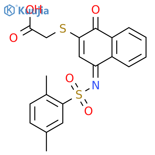 2-{(4E)-4-(2,5-dimethylbenzenesulfonyl)imino-1-oxo-1,4-dihydronaphthalen-2-ylsulfanyl}acetic acid structure