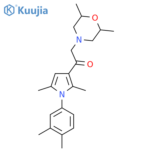 2-(2,6-dimethylmorpholin-4-yl)-1-1-(3,4-dimethylphenyl)-2,5-dimethyl-1H-pyrrol-3-ylethan-1-one structure