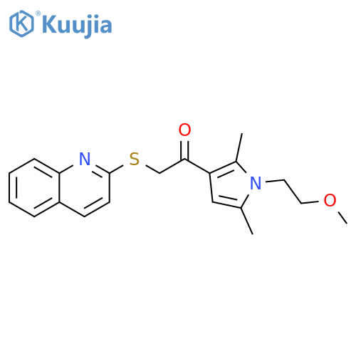 1-1-(2-methoxyethyl)-2,5-dimethyl-1H-pyrrol-3-yl-2-(quinolin-2-ylsulfanyl)ethan-1-one structure