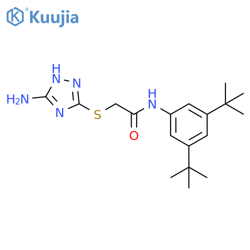 2-(5-amino-1H-1,2,4-triazol-3-yl)sulfanyl-N-(3,5-di-tert-butylphenyl)acetamide structure