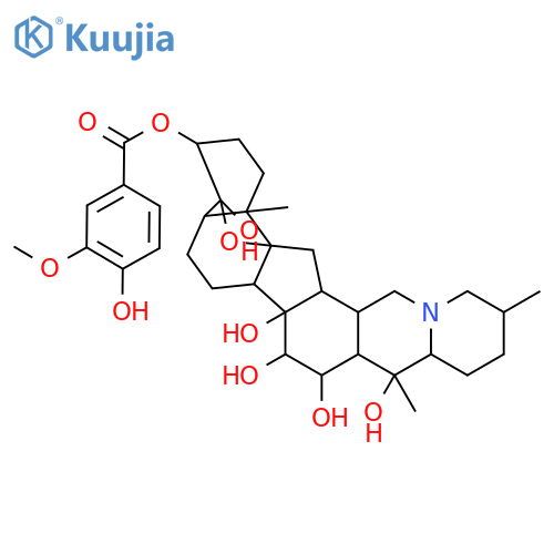 (3beta,4alpha,5xi,8xi,12xi,13xi,15alpha,16beta,17xi)-4,14,15,16,20-pentahydroxy-4,9-epoxycevan-3-yl 4-hydroxy-3-methoxybenzoate structure