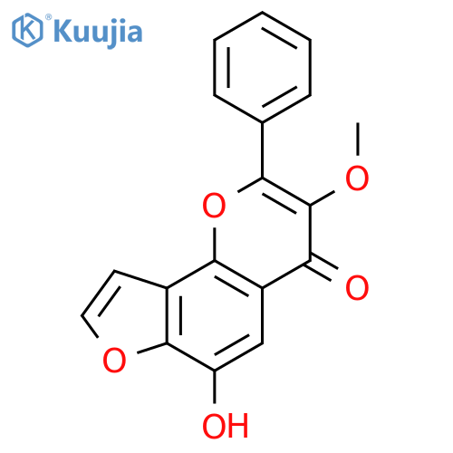 4H-FURO[2,3-H]-1-BENZOPYRAN-4-ONE, 6-HYDROXY-3-METHOXY-2-PHENYL- structure