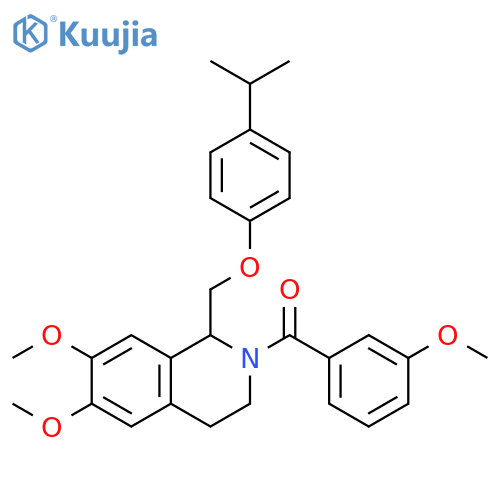 6,7-dimethoxy-2-(3-methoxybenzoyl)-1-{4-(propan-2-yl)phenoxymethyl}-1,2,3,4-tetrahydroisoquinoline structure