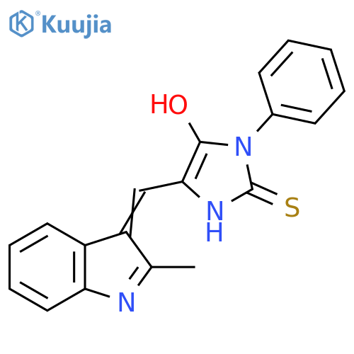 (5E)-2-Mercapto-5-[(2-methyl-1H-indol-3-YL)-methylene]-3-phenyl-3,5-dihydro-4H-imidazol-4-one structure