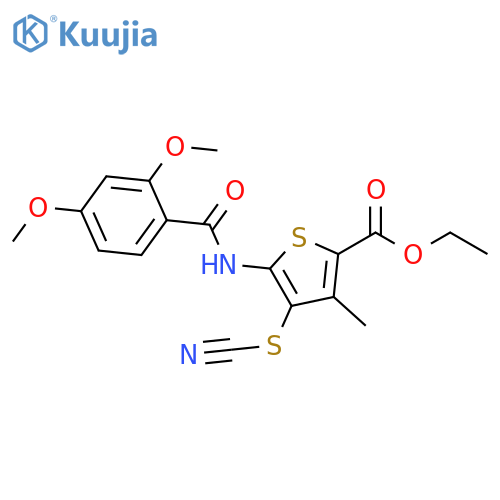 ethyl 4-(cyanosulfanyl)-5-(2,4-dimethoxybenzamido)-3-methylthiophene-2-carboxylate structure