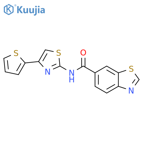 N-4-(thiophen-2-yl)-1,3-thiazol-2-yl-1,3-benzothiazole-6-carboxamide structure