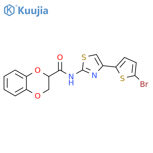 N-4-(5-bromothiophen-2-yl)-1,3-thiazol-2-yl-2,3-dihydro-1,4-benzodioxine-2-carboxamide structure