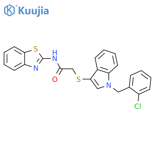 N-(1,3-benzothiazol-2-yl)-2-({1-(2-chlorophenyl)methyl-1H-indol-3-yl}sulfanyl)acetamide structure