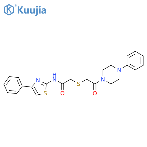 2-{2-oxo-2-(4-phenylpiperazin-1-yl)ethylsulfanyl}-N-(4-phenyl-1,3-thiazol-2-yl)acetamide structure