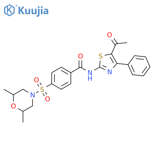 N-(5-acetyl-4-phenyl-1,3-thiazol-2-yl)-4-(2,6-dimethylmorpholin-4-yl)sulfonylbenzamide structure
