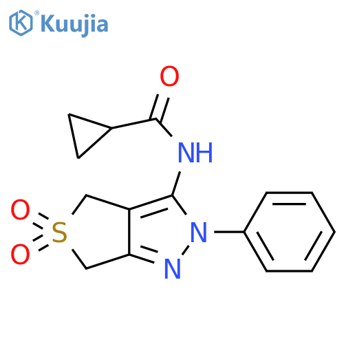 N-{5,5-dioxo-2-phenyl-2H,4H,6H-5lambda6-thieno[3,4-c]pyrazol-3-yl}cyclopropanecarboxamide structure
