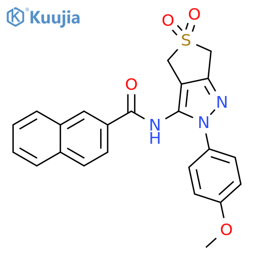N-2-(4-methoxyphenyl)-5,5-dioxo-2H,4H,6H-5lambda6-thieno3,4-cpyrazol-3-ylnaphthalene-2-carboxamide structure
