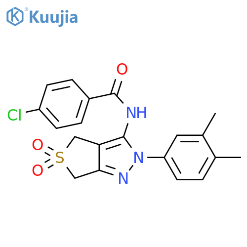 4-chloro-N-2-(3,4-dimethylphenyl)-5,5-dioxo-2H,4H,6H-5lambda6-thieno3,4-cpyrazol-3-ylbenzamide structure