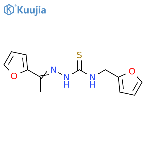 3-(E)-1-(furan-2-yl)ethylideneamino-1-(furan-2-yl)methylthiourea structure