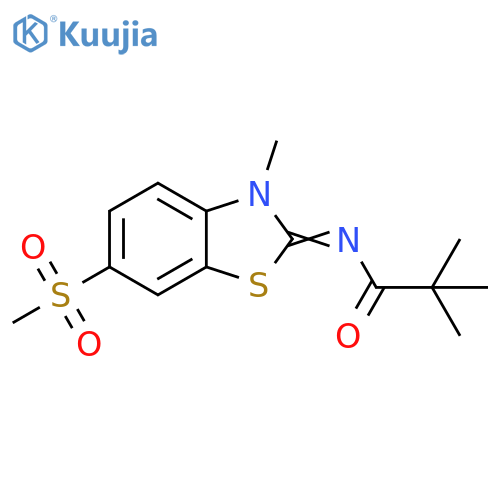 N-(2Z)-6-methanesulfonyl-3-methyl-2,3-dihydro-1,3-benzothiazol-2-ylidene-2,2-dimethylpropanamide structure
