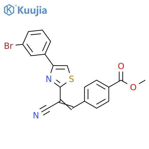methyl 4-(1E)-2-4-(3-bromophenyl)-1,3-thiazol-2-yl-2-cyanoeth-1-en-1-ylbenzoate structure