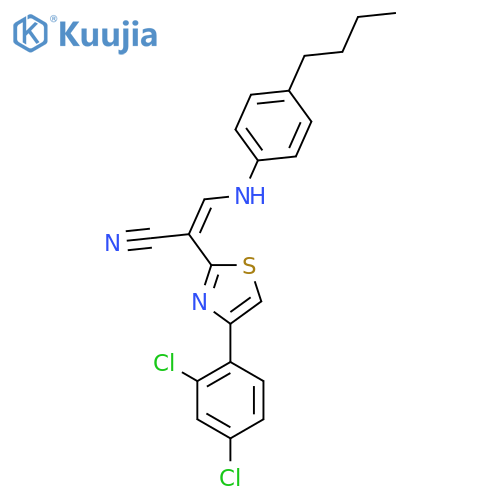 (2Z)-3-(4-butylphenyl)amino-2-4-(2,4-dichlorophenyl)-1,3-thiazol-2-ylprop-2-enenitrile structure