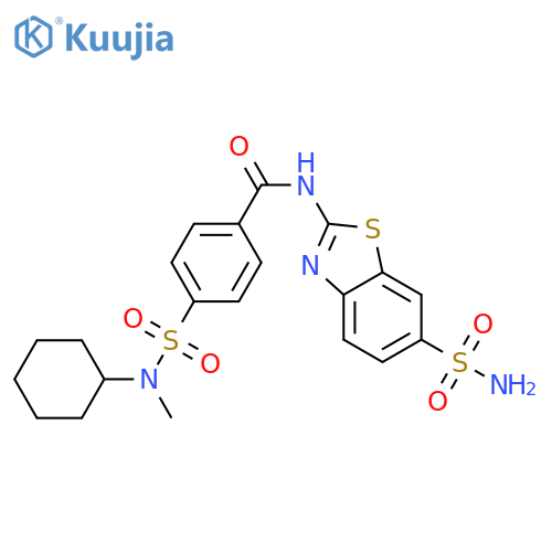 4-cyclohexyl(methyl)sulfamoyl-N-(6-sulfamoyl-1,3-benzothiazol-2-yl)benzamide structure