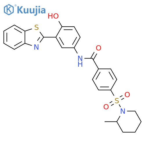 N-3-(1,3-benzothiazol-2-yl)-4-hydroxyphenyl-4-(2-methylpiperidin-1-yl)sulfonylbenzamide structure