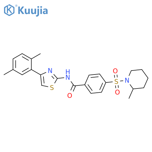 N-4-(2,5-dimethylphenyl)-1,3-thiazol-2-yl-4-(2-methylpiperidin-1-yl)sulfonylbenzamide structure
