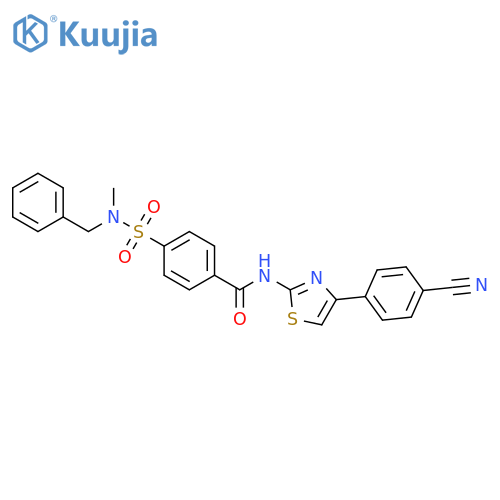4-[benzyl(methyl)sulfamoyl]-N-[4-(4-cyanophenyl)-1,3-thiazol-2-yl]benzamide structure