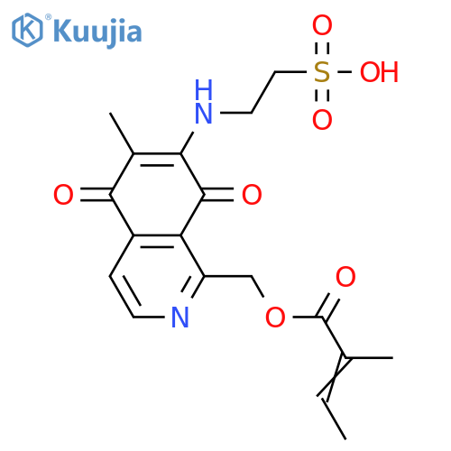 7-Amino-1-hydroxymethyl-6-methyl-5,8-isoquinolinedione; N7-(2-Sulfoethyl), O-angeloyl structure