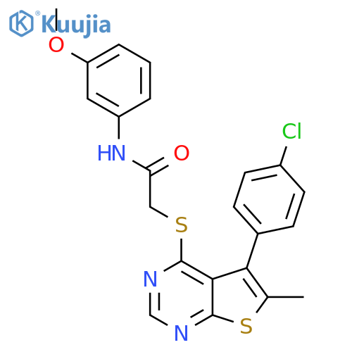 2-{5-(4-chlorophenyl)-6-methylthieno2,3-dpyrimidin-4-ylsulfanyl}-N-(3-methoxyphenyl)acetamide structure