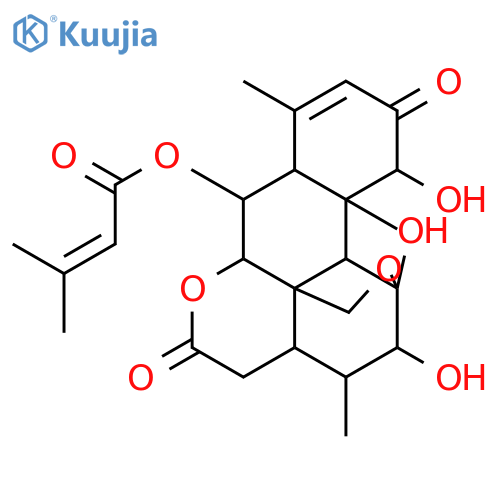 Picras-3-ene-2,16-dione, 11,20-epoxy-1,11,12-trihydroxy-6-[(3-methyl-1-oxo-2-butenyl)oxy]- structure