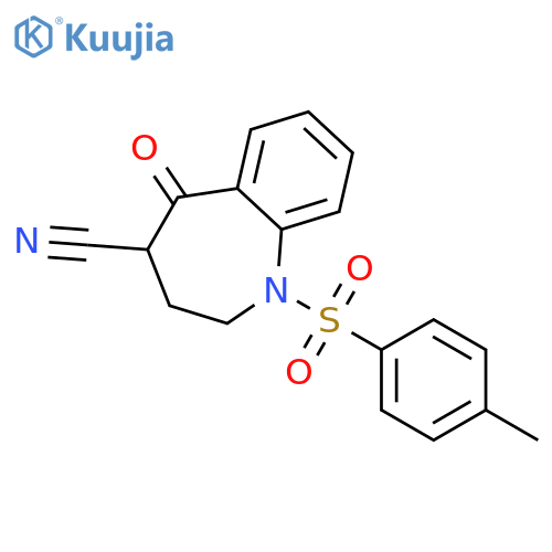 5-oxo-1-tosyl-2,3,4,5-tetrahydro-1H-benzo[b]azepine-4-carbonitrile structure