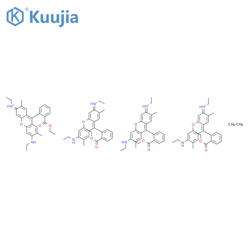 tetra[9-[2-(ethoxycarbonyl)phenyl]-3,6-bis(ethylamino)-2,7-dimethylxanthylium] [&#x3BC;12-[orthosilicato(4-)-O:O:O:O':O':O':O'':O'':O'':O''':O''':O''']]tetracosa-&#x3BC;-oxododecaoxododecatungstate(4-) structure