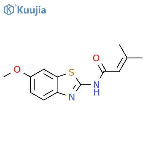 N-(6-methoxy-1,3-benzothiazol-2-yl)-3-methylbut-2-enamide structure