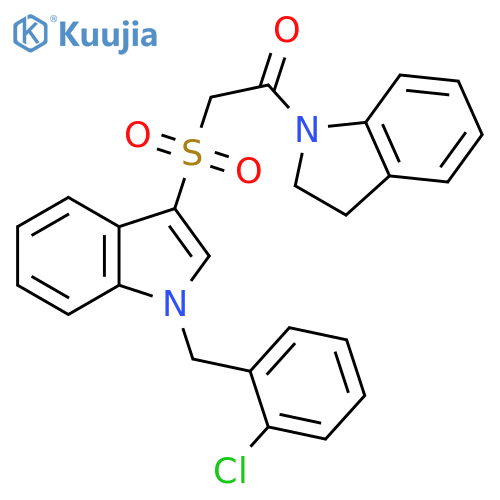 2-({1-(2-chlorophenyl)methyl-1H-indol-3-yl}sulfonyl)-1-(2,3-dihydro-1H-indol-1-yl)ethan-1-one structure