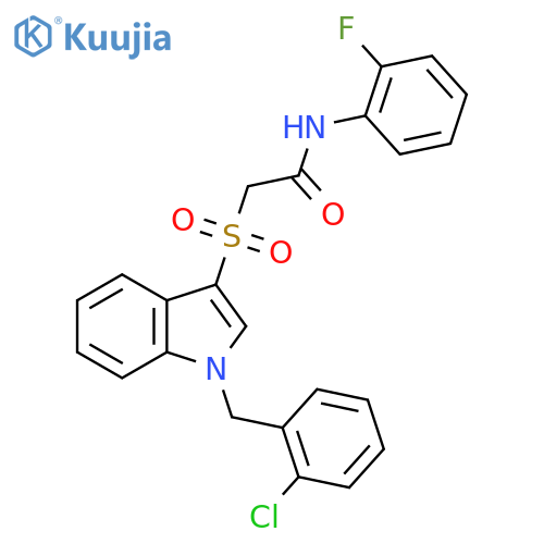 2-({1-(2-chlorophenyl)methyl-1H-indol-3-yl}sulfonyl)-N-(2-fluorophenyl)acetamide structure