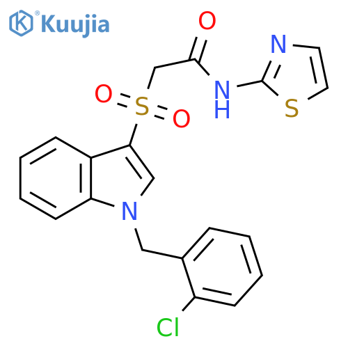 2-({1-(2-chlorophenyl)methyl-1H-indol-3-yl}sulfonyl)-N-(1,3-thiazol-2-yl)acetamide structure