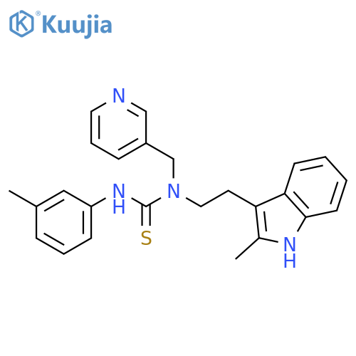 1-2-(2-methyl-1H-indol-3-yl)ethyl-3-(3-methylphenyl)-1-(pyridin-3-yl)methylthiourea structure