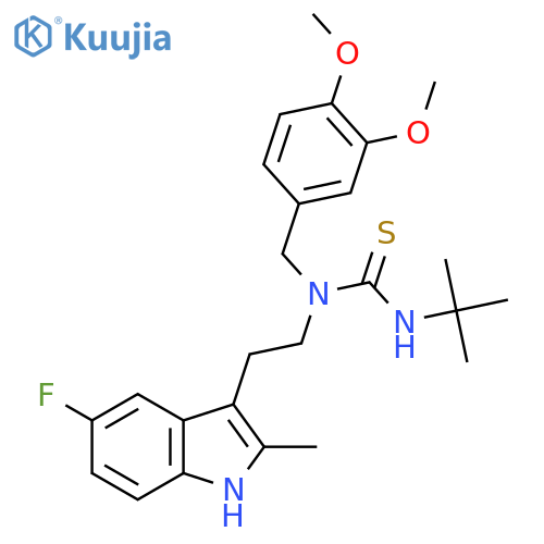 3-tert-butyl-1-(3,4-dimethoxyphenyl)methyl-1-2-(5-fluoro-2-methyl-1H-indol-3-yl)ethylthiourea structure