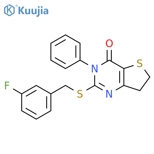 2-{[(3-fluorophenyl)methyl]sulfanyl}-3-phenyl-3H,4H,6H,7H-thieno[3,2-d]pyrimidin-4-one structure