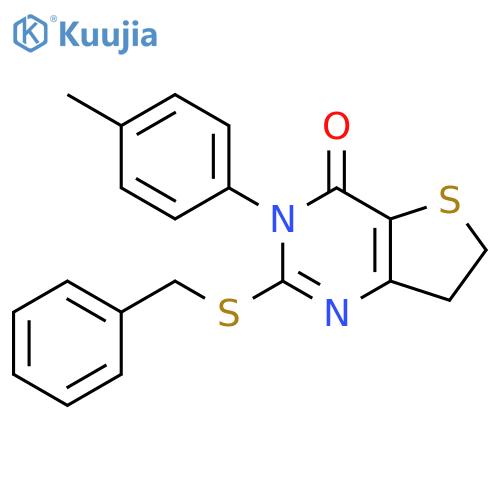 2-(benzylsulfanyl)-3-(4-methylphenyl)-3H,4H,6H,7H-thieno[3,2-d]pyrimidin-4-one structure