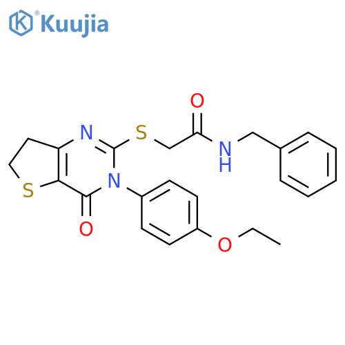 N-benzyl-2-{[3-(4-ethoxyphenyl)-4-oxo-3H,4H,6H,7H-thieno[3,2-d]pyrimidin-2-yl]sulfanyl}acetamide structure