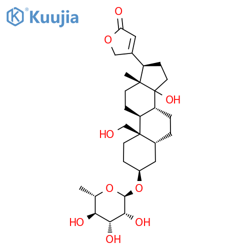 3-[(3S,5R,8R,9S,10R,13R,17R)-14-Hydroxy-10-(hydroxymethyl)-13-methyl-3-[(2R,3R,4R,5R,6S)-3,4,5-trihydroxy-6-methyloxan-2-yl]oxy-1,2,3,4,5,6,7,8,9,11,12,15,16,17-tetradecahydrocyclopenta[a]phenanthren-17-yl]-2H-furan-5-one structure
