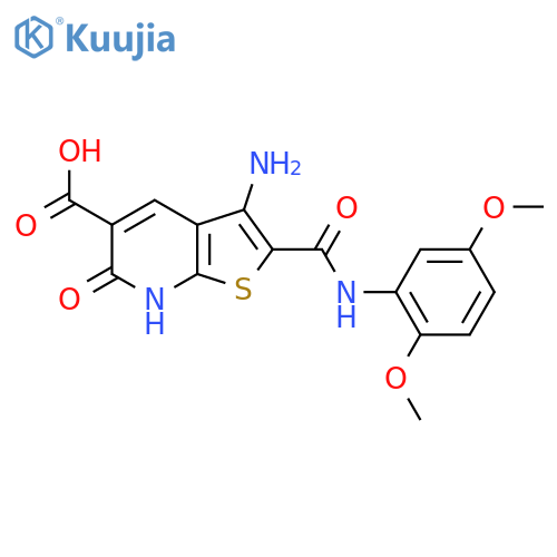 3-amino-2-(2,5-dimethoxyphenyl)carbamoyl-6-oxo-6H,7H-thieno2,3-bpyridine-5-carboxylic acid structure
