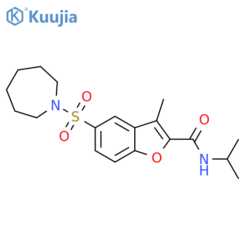 2-Benzofurancarboxamide,5-[(hexahydro-1H-azepin-1-yl)sulfonyl]-3-methyl-N-(1-methylethyl)- structure