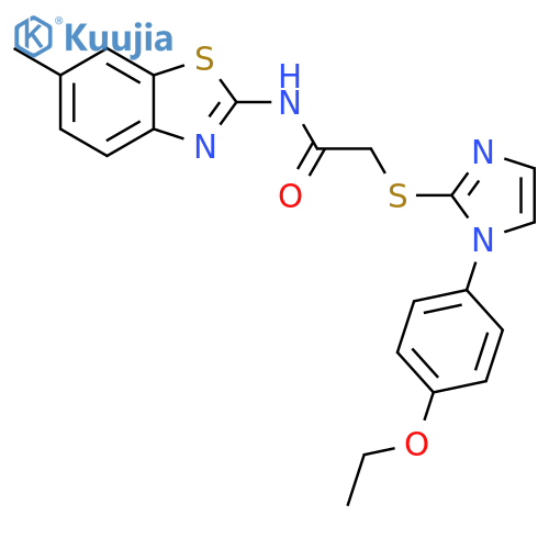 2-{1-(4-ethoxyphenyl)-1H-imidazol-2-ylsulfanyl}-N-(6-methyl-1,3-benzothiazol-2-yl)acetamide structure