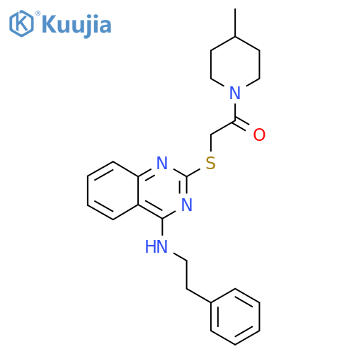 1-(4-methylpiperidin-1-yl)-2-({4-(2-phenylethyl)aminoquinazolin-2-yl}sulfanyl)ethan-1-one structure