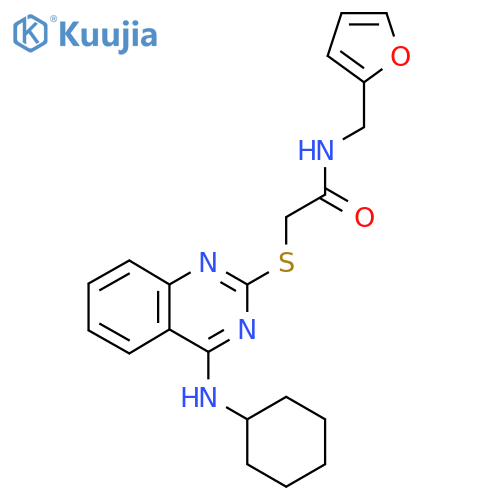 2-{4-(cyclohexylamino)quinazolin-2-ylsulfanyl}-N-(furan-2-yl)methylacetamide structure