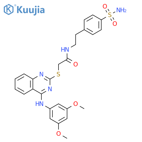 2-({4-[(3,5-dimethoxyphenyl)amino]quinazolin-2-yl}sulfanyl)-N-[2-(4-sulfamoylphenyl)ethyl]acetamide structure