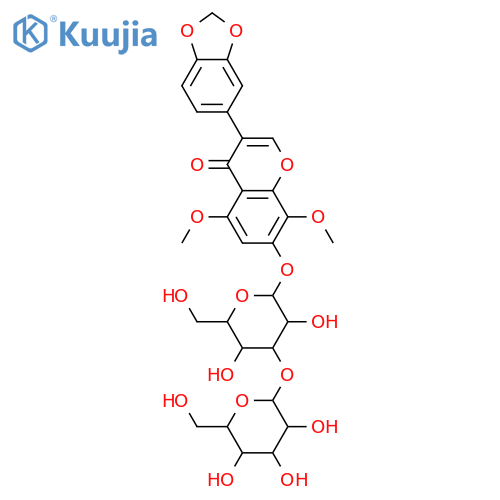 3',4',5,7,8-Pentahydroxyisoflavone; 3',4'-Methylene, 5,8-di-Me ether, 7-O-[β-D-glucopyranosyl-(1→3)-β-D-glucopyranoside] structure